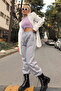 2 قطعة أسود رمادي 3 خيوط الشتاء سميكة كبيرة الحجم فضفاضة تناسب Sweatpants المتضخم حجم كبير Jogger منامة - 3