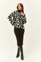 Women's Black Top Turtleneck Sweater Bottom Skirt Knitwear Suit TKM-19000243 - 2