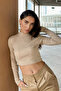 Women's Cream Cotton Soft Ribbed Camisole Crop Blouse - 3