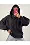 Black Hooded Oversize Basic Sweatshirt 26259