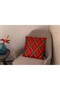 Menesa Home New Year Themed Red Colored Green White Striped Digital Printed Throw Pillow Cover