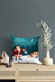 Christmas Themed Santa Claus Patterned Merry Christmas Written Snowflake Digital Printed Throw Pillow Cover