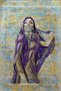 Blue Yellow Themed Ethnic Woman Portrait Patterned Creative Modern Decorative Carpet 2519