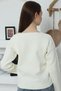 Women's Ecru Steel Knit Zippered Knitwear Cardigan - 5
