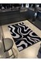 Black Beige Themed Zebra Patterned Creative Modern Decorative Carpet 2537 - 2