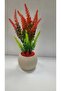 Red Green Lavender Artificial Plant in Mini Pot Red Stone 20 cm Decorative Bathroom Kitchen Table Flower - 3