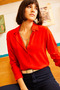 Women's Red Woven Viscose Regular Fit Shirt GML-19000697 - 5
