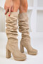 Nude Suede Women's Boots 18611 - 3