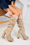 Nude Suede Women's Boots 18611 - 4