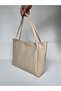 Soft Leather Cream Shopper Briefcase School Business Bag Shoulder Bag Large Wide Daily Useful Stylish Bag - 3