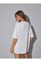 Women's White Plain Oversize T-shirt - 3