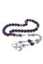 Non-Tarnish Metal Crescent Star Tasseled Globe Cut Purple Turtle Eye Natural Stone Rosary - 2