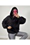 Black Hooded Oversize Basic Sweatshirt 26259 - 4