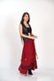 Plain Burgundy Fabric Long Winter Skirt with Removable Sides and Ornamental Detail - 2