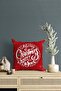 New Year's Themed MerryChristmas Written Red and White Patterned Digital Printed Throw Pillow Cover