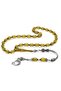 Non-Tarnish Metal Tasseled Barley Cut Yellow Fire Amber Prayer Beads - 4