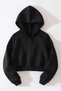 Women's Black Hooded Zippered Crop Cardigan