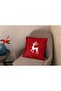 Menesa Home New Year Themed Merry Christmas Written Deer Patterned Digital Printed 2-Piece Throw Pillow Cover - 5