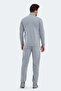 Oran I Men's Zippered Stand Collar Pocketed Gray Tracksuit Set - 2
