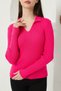 Women's Fuchsia Polo V-Neck Knitwear Sweater