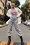 2 قطعة أسود رمادي 3 خيوط الشتاء سميكة كبيرة الحجم فضفاضة تناسب Sweatpants المتضخم حجم كبير Jogger منامة - 2