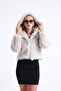 WOMEN SHORT SERIES REX FUR COAT WITH HOOD - 2