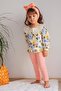 Girl's Floral Patterned Ribbed Bottom Top Tights Set - 2