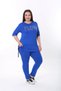 Women's Blue Summer Viscose Flow Stone Tracksuit Set - 3