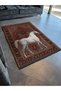 Dark Tone Motif Beige Noble Horse Patterned Creative Modern Decorative Carpet 2531 - 3