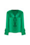 Riamond Slim Fit V-neck Green Color Women's Blouse - 6