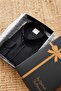 Black Slimfit Cotton Oxfort Lycra Collar Buttoned Long Sleeve Men's Shirt G490 - 7