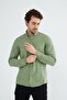 Khaki Slimfit Cotton Oxfort Lycra Collar Buttoned Long Sleeve Men's Shirt G490 - 2
