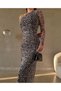 Special Design Patterned Women's Tulle Dress Christmas Dress Premium Dress Midi Length Dress - 2