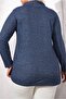 Women's Large Size Collar Lace-Up Lycra Soft Blouse 21066 Blue - 4