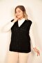 Women's V-Neck Winter Thick Wool Chain Modeled Knitwear Buttoned Pocket Mother Vest - 3