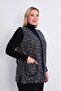 Cream Navy Blue Leopard Fleece Vest - 3