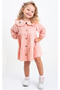 Baby Girl Children's Dress 100% Cotton Muslin Fabric Long Sleeve with Floral Embroidery Button Detail on the Collar