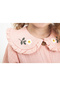 Baby Girl Children's Dress 100% Cotton Muslin Fabric Long Sleeve with Floral Embroidery Button Detail on the Collar - 2