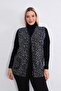 Cream Navy Blue Leopard Fleece Vest - 8