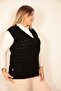 Women's V-Neck Winter Thick Wool Chain Modeled Knitwear Buttoned Pocket Mother Vest - 5