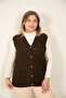 Women's V-Neck Winter Thick Wool Chain Modeled Knitwear Buttoned Pocket Mother Vest - 6