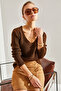 Women's Brown V-Neck Knitwear Sweater Stk106 - 7