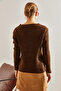 Women's Brown V-Neck Knitwear Sweater Stk106 - 3