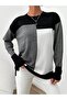 Women's Crew Neck Piece Patterned Knitwear Blouse - 3