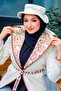 hooded collar, patterned stamp jacket 4012