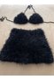 Raven Black Fluffy Rope Custom Design Shorts Top Set - 4