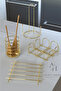 1St Quality Kitchen Set Towel Holder Napkin Holder Trivet Spoon Holder Gold Gold Filled Shiny Stainless Steel 4 Pieces