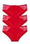 High Waist Lace Bato New Year's Special Collection Red Panties 3-Piece 555