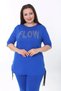 Women's Blue Summer Viscose Flow Stone Tracksuit Set - 6