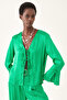 Riamond Slim Fit V-neck Green Color Women's Blouse